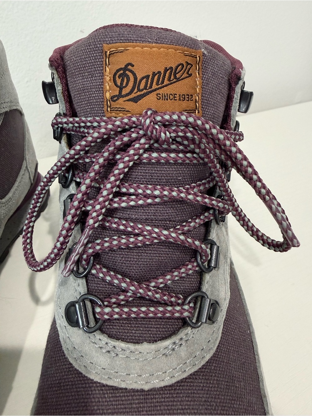 NWOT; worn 1x. New Danner Plum and Gray Waterproof Footwear